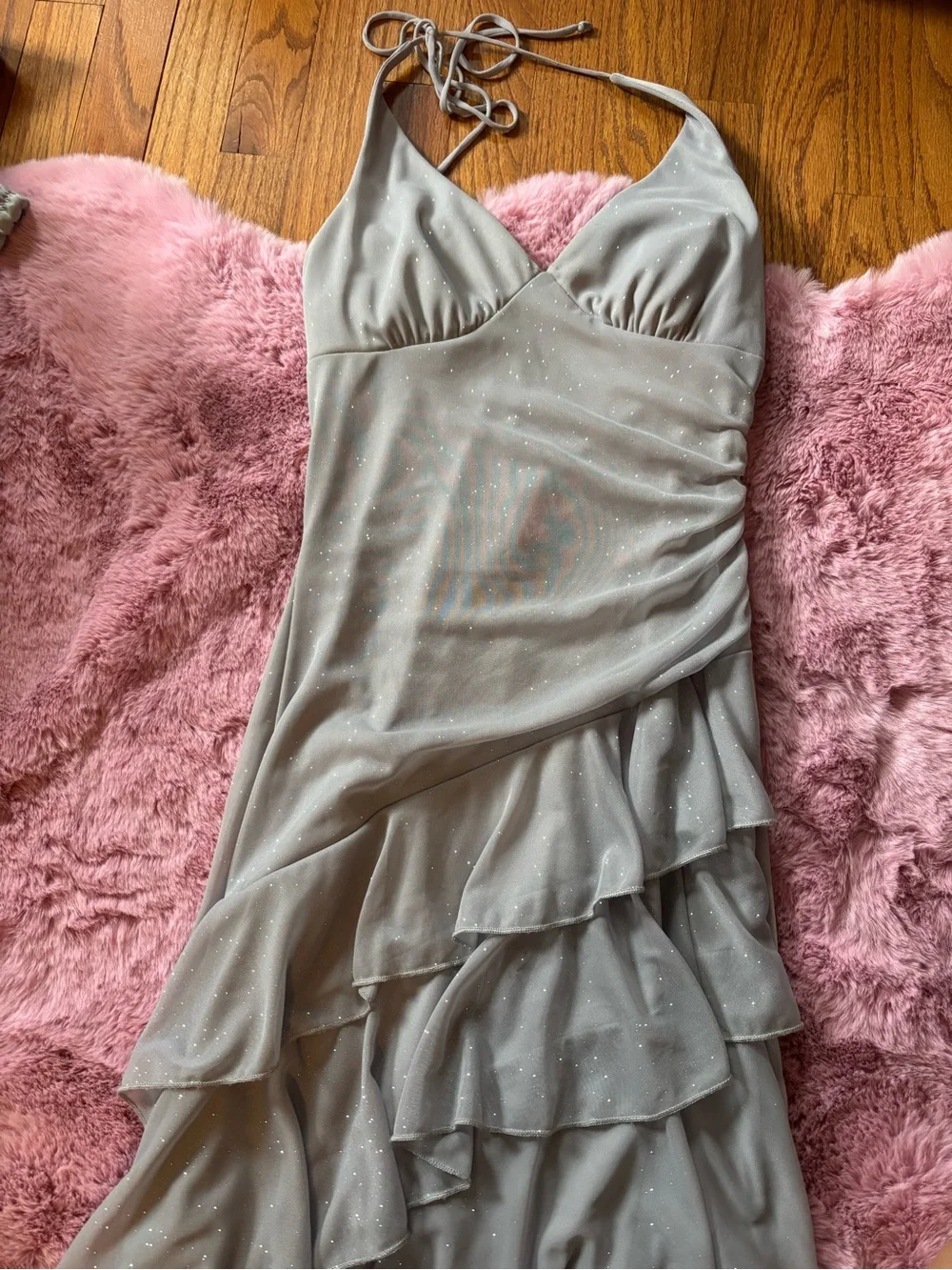 Y2k asymmetrical halter ruffle dress - Picture 2 of 9